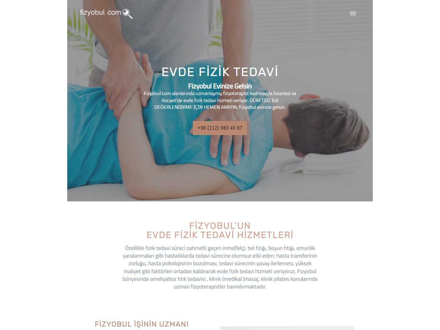 Fizyobul web sitesi ekran görüntüsü